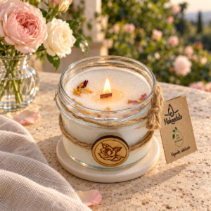 Świeca różana MAKANDULO 165 ml w szklanym słoiczku