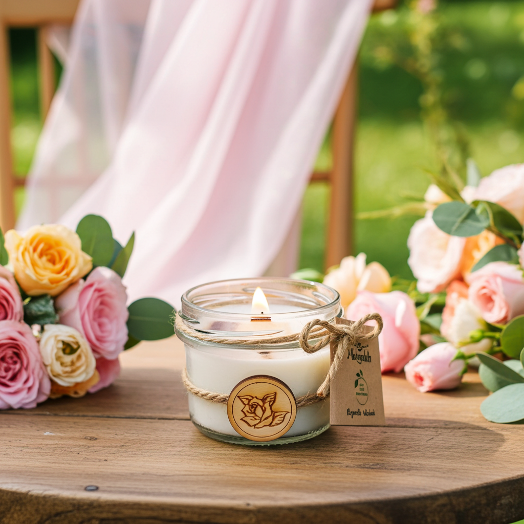 Róża – naturalna świeca zapachowa MAKANDULO 4 Świeca różana MAKANDULO 165 ml w szklanym słoiczku