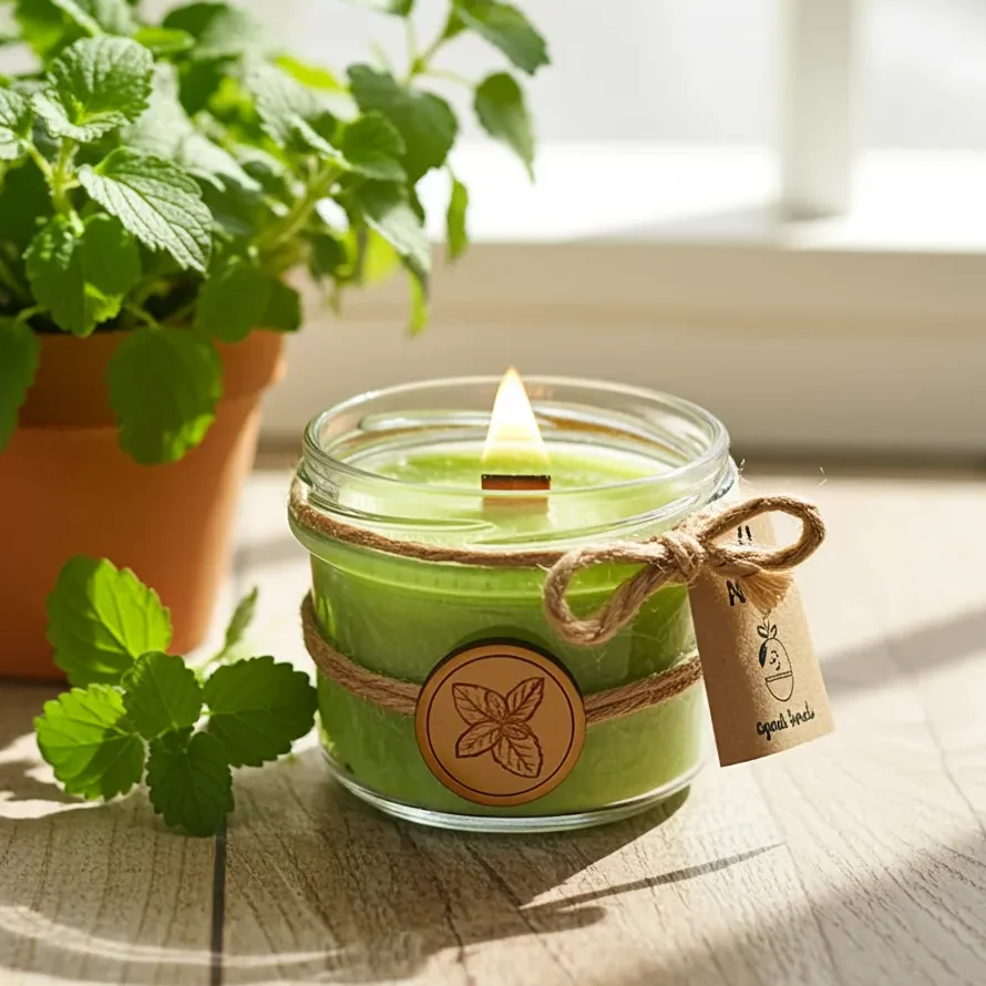 Zestaw prezentowy na Walentynki Makandulo – 2 świece 165 ml w drewnianej skrzynce + dedykacja | Makandulo 15 Świeca Makandulo Melisa