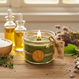 Naturalna świeca zapachowa z ekstraktem tymianek - ręcznie robiona