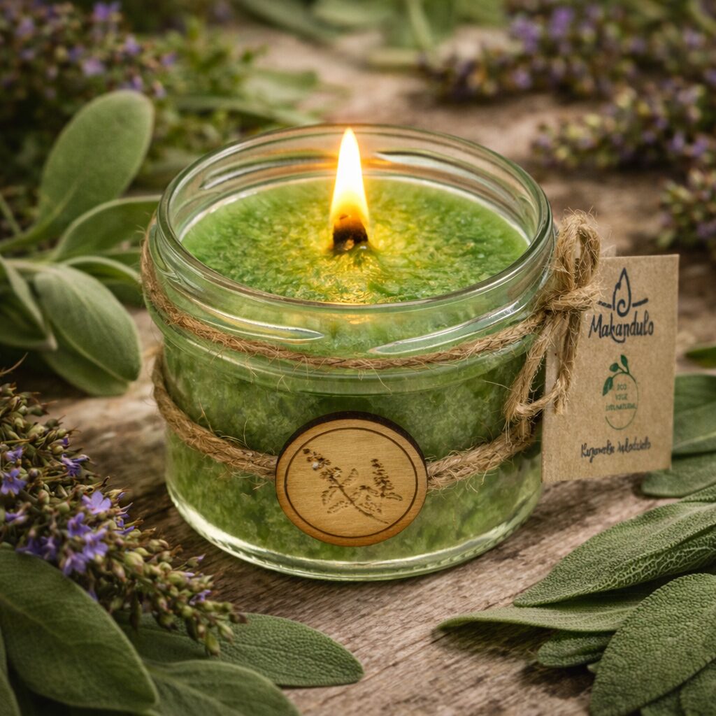 Świeca zapachowa z ekstraktem - Szałwia 1 Świeca zapachowa z ekstraktem - Szałwia