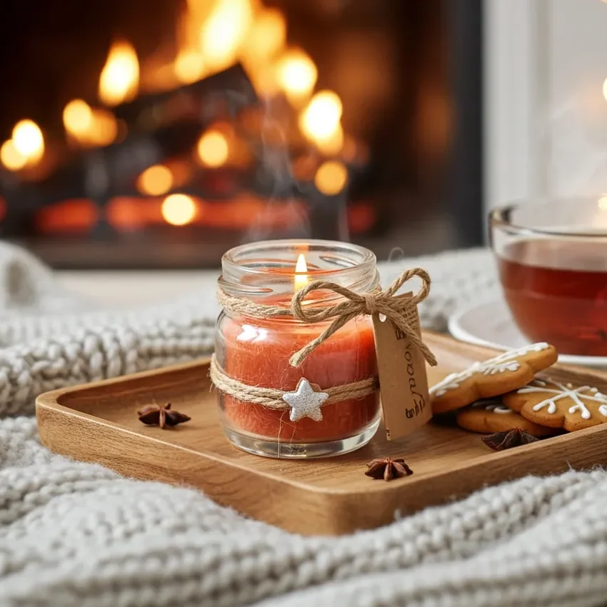 Świąteczny zestaw 4 mini świec zapachowych – Melisa, Magia Świąt, Wanilia, Rozgrzewająca Pomarańcza | Makandulo 10 Mini świeca Makandulo Rozgrzewająca Pomarańcza