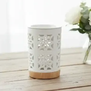 Kominek ceramiczny do wosku i olejków zapachowych - Duży Biały kwiat