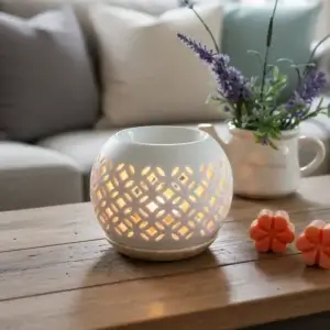 Kominek do wosku i olejków zapachowych - Orientalna kula (biały)