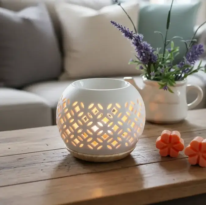 Kominek do wosku i olejków zapachowych - Orientalna kula (biały) 1 Kominek do wosku i olejków zapachowych - Orientalna kula (biały)