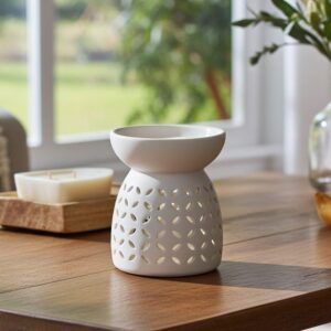 Kominek do wosków i olejków zapachowych biały, ceramiczny, orientalny, Makandulo