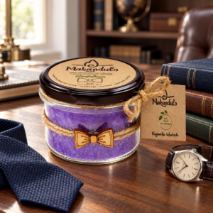Świeca Gentleman MAKANDULO 165 ml w szklanym słoiczku z drewnianą muchą