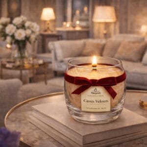 Świeca zapachowa czarna porzeczka premium – Cassis Velours (linia Privèe)| czarna porzeczka, irys| Makandulo
