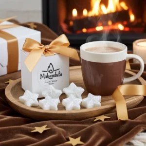 Woski zapachowe do kominka. Woski świąteczne w kształcie gwiazdki z brokatem - 6 szt.