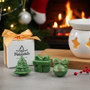 Sklep 26 Woski do kominka Pomarańcza i Cynamon — zielone, duże figurki 3D (3 szt.)