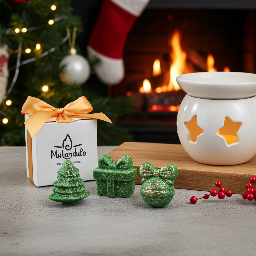 Woski do kominka Pomarańcza Cynamon — Duże 3 szt.| Makandulo 5 Woski do kominka pomarańcza cynamon — zielone duże figurki 3D (3 szt.)