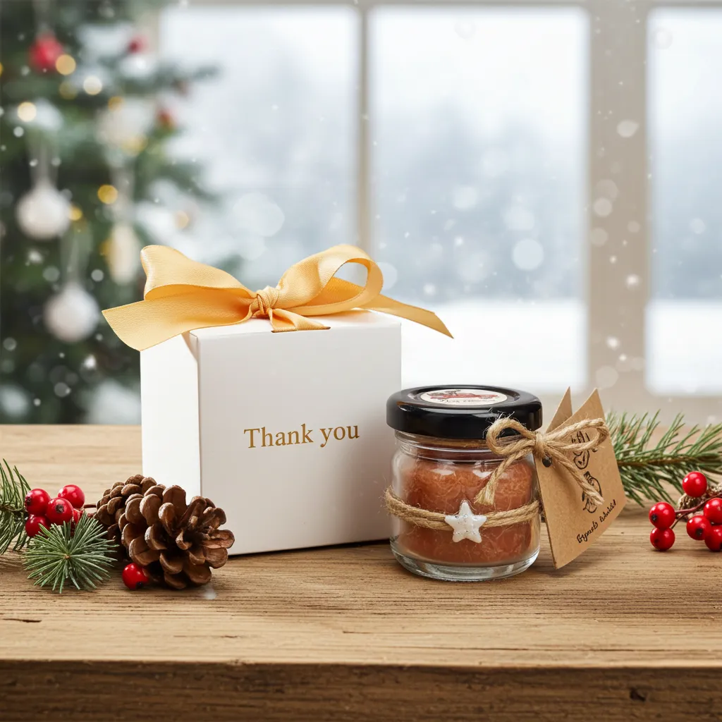 Pudełko prezentowe do świecy mini Makandulo – białe z napisem Thank you 5 Białe pudełko prezentowe Makandulo do świecy mini z napisem Thank you