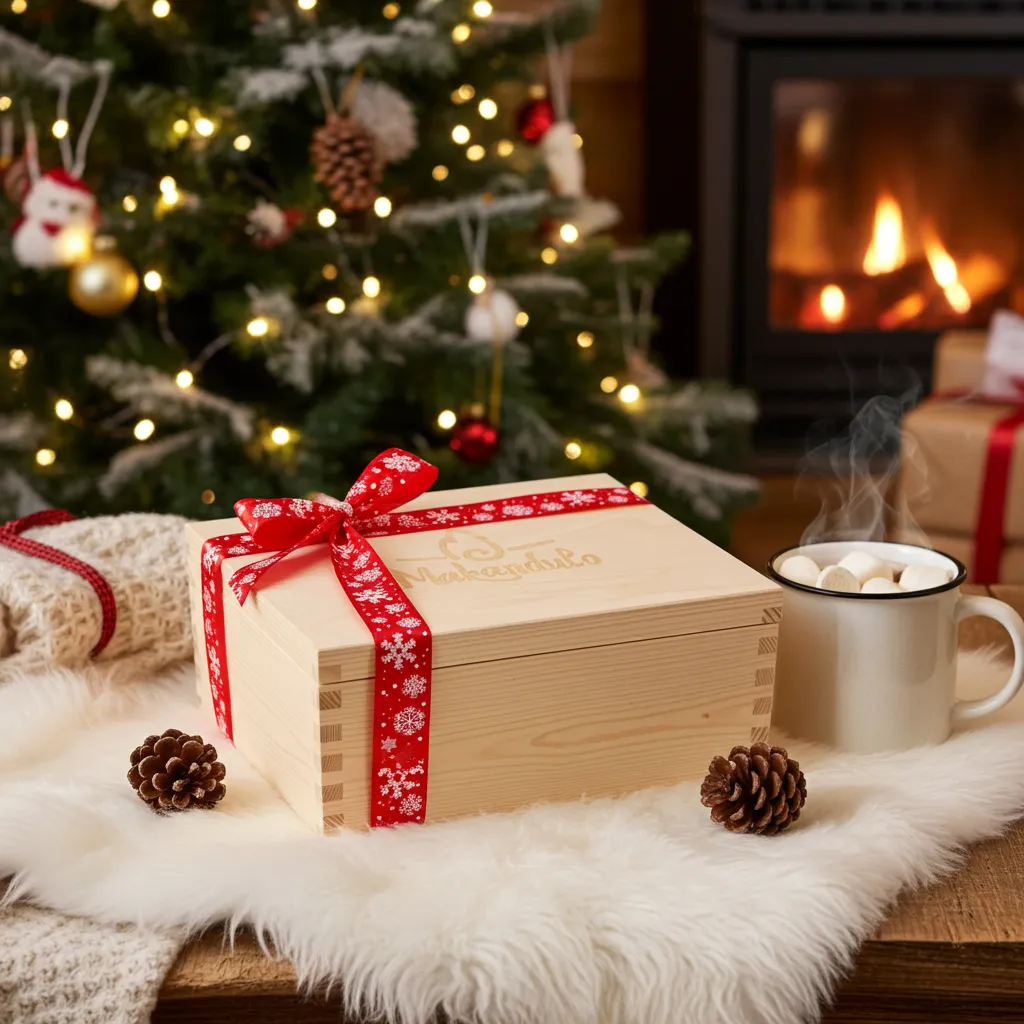 Zestaw prezentowy świec świątecznych w drewnianej skrzynce — wybierz 2 zapachy (2×165 ml) | Makandulo 3 Zestaw prezentowy świec świątecznych w drewnianej skrzynce — wybierz 2 zapachy (2×165 ml) | Makandulo - obrazek 3