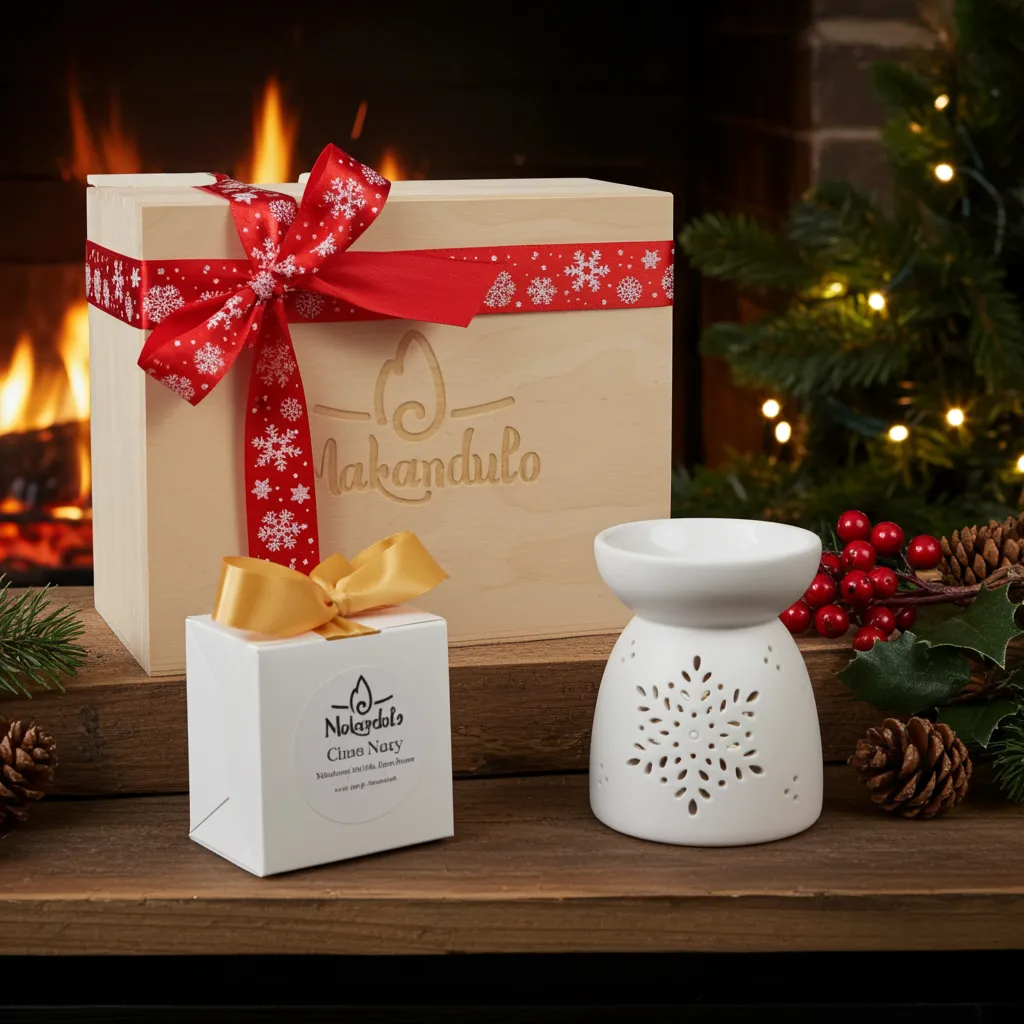 Świąteczny kominek zapachowy Makandulo w drewnianej skrzynce