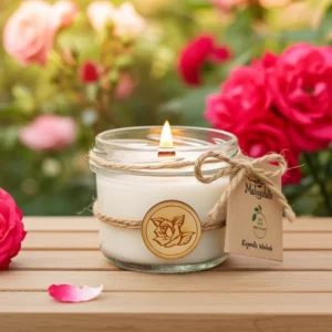 Świeca zapachowa - Różana z płatkami róż