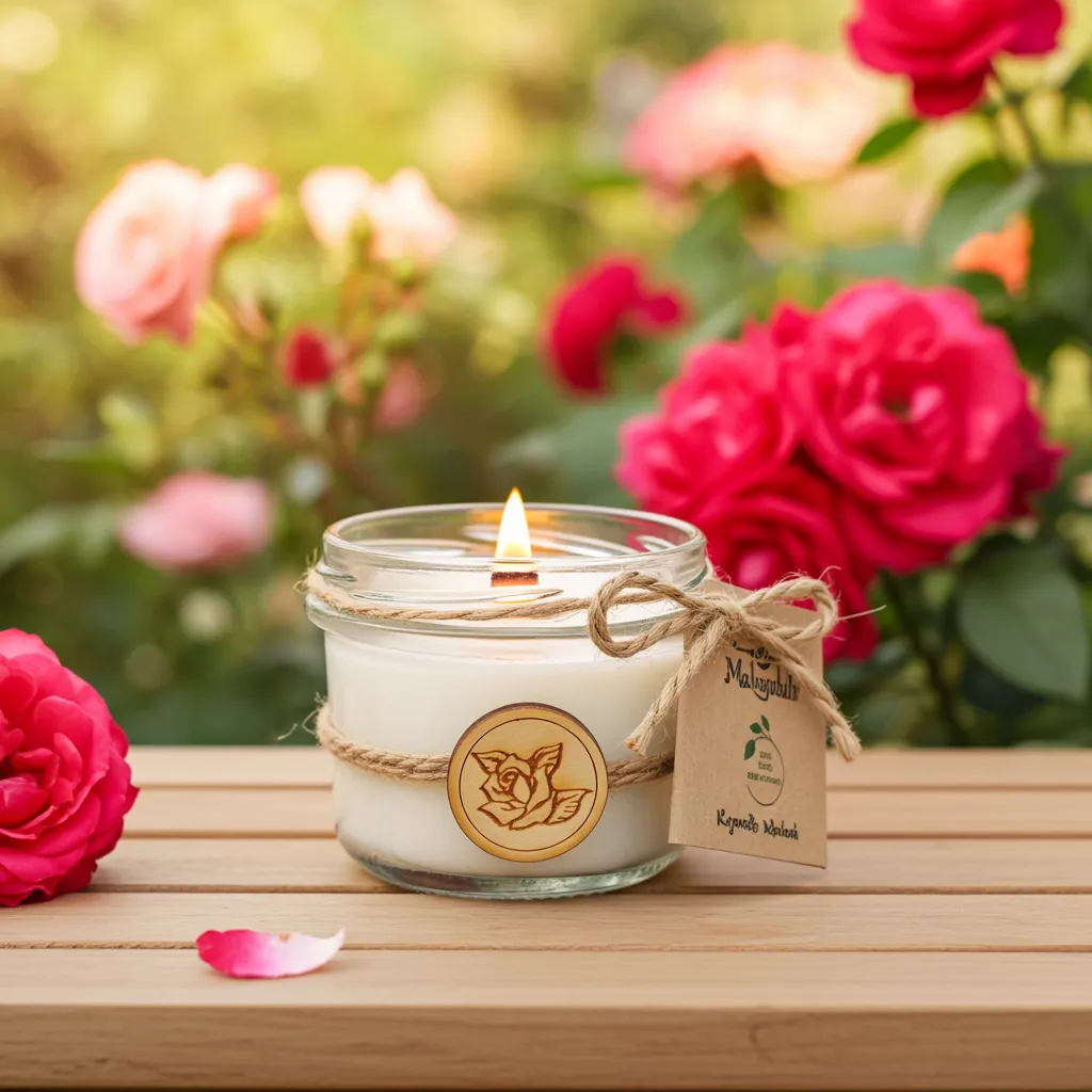 Zestaw prezentowy na Walentynki Makandulo – 2 świece 165 ml w drewnianej skrzynce + dedykacja | Makandulo 11 Świeca Makandulo Róża