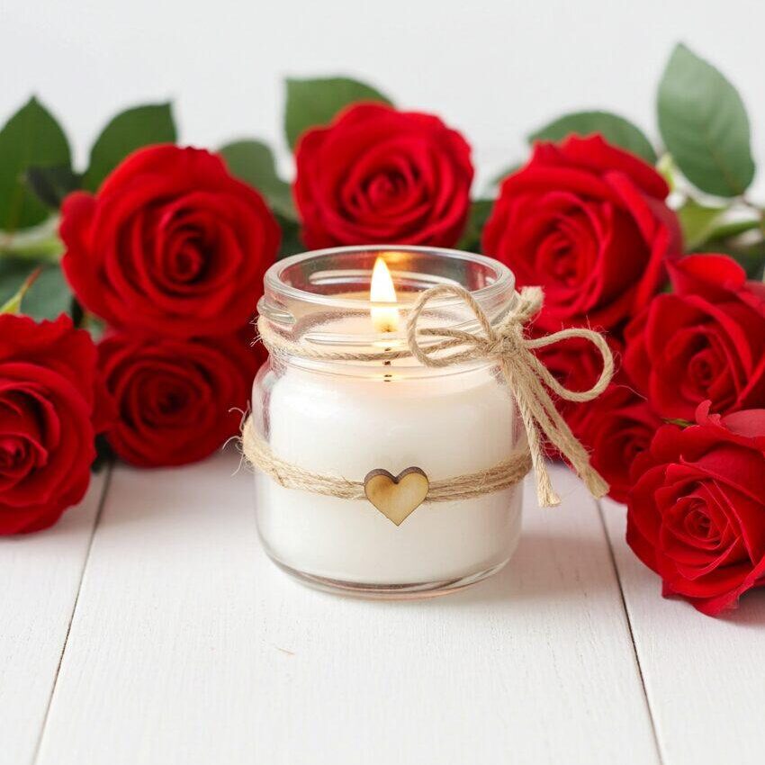 Mini świeca Róża 30 ml – naturalny zapach róży | Makandulo 6 Mini świeca Róża Makandulo – elegancki upominek 30 ml